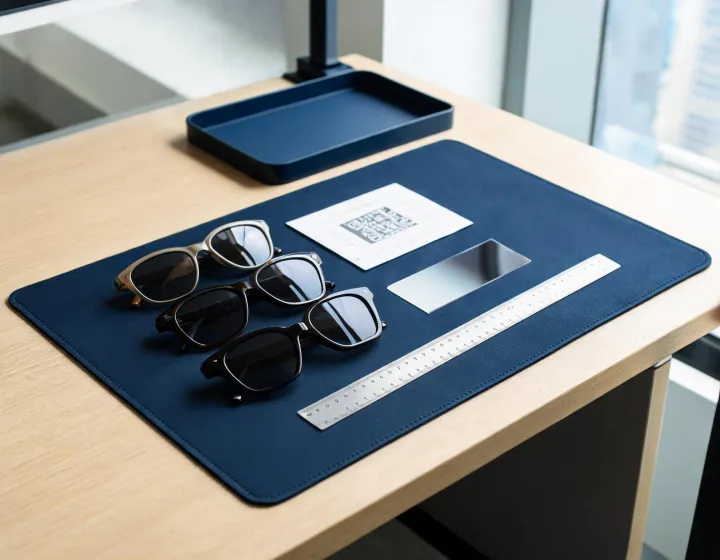 Polarized vs gradient sunglasses specification checklist on a buyer desk